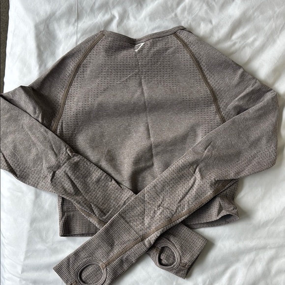 Gymshark Brown Ribbed Crop Tee - Picture 3 of 3